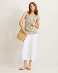 Kauai Coastal Zebra V-Neck Tank Top - Sea Clay