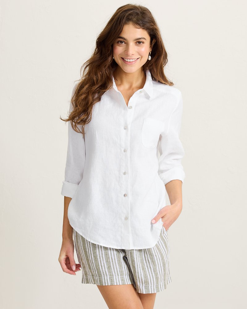 Coastalina Linen Relaxed Shirt - White