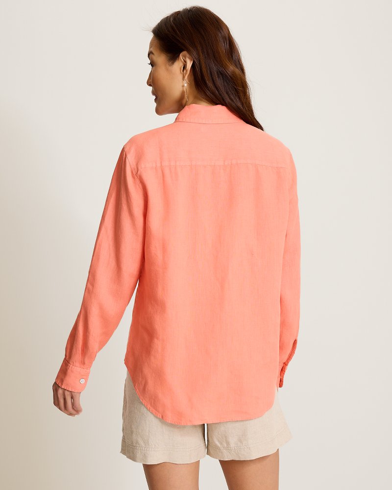Coastalina Linen Relaxed Shirt - Peach Gelato