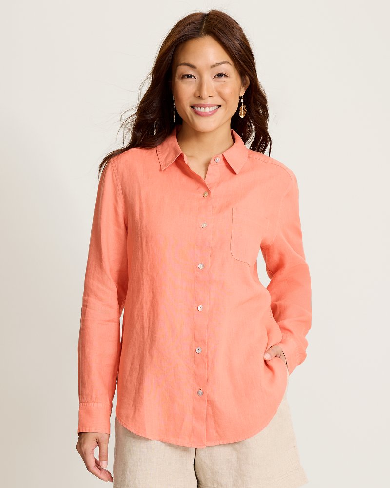 Coastalina Linen Relaxed Shirt - Peach Gelato