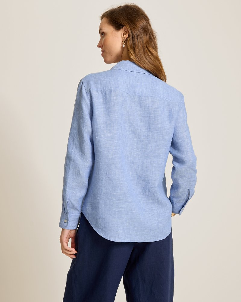 Coastalina Linen Relaxed Shirt - French Blue