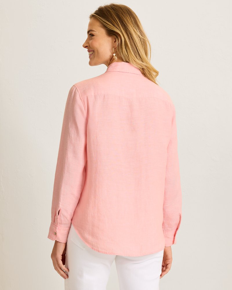 Coastalina Linen Relaxed Shirt - Light Salmon