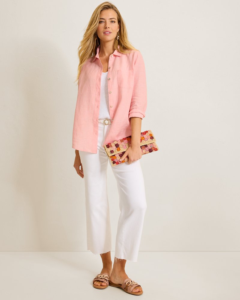 Coastalina Linen Relaxed Shirt - Light Salmon