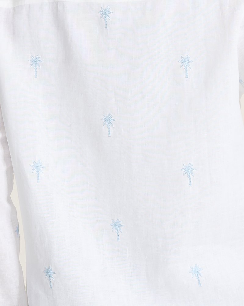 Coastalina Linen Embroidered Relaxed Shirt - Linen Sky