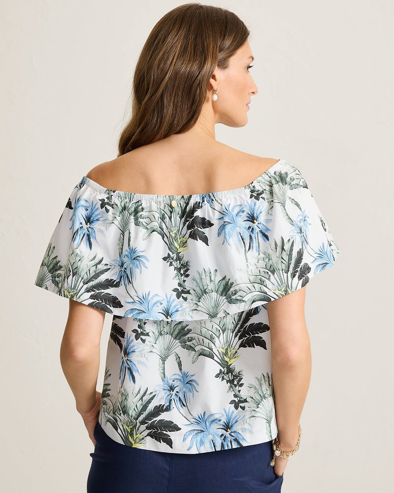 Palisade Palms Off-the-Shoulder Poplin Top - White