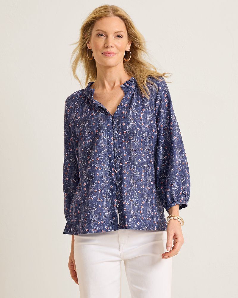 Blue Sea Flora Blouse - Coastline