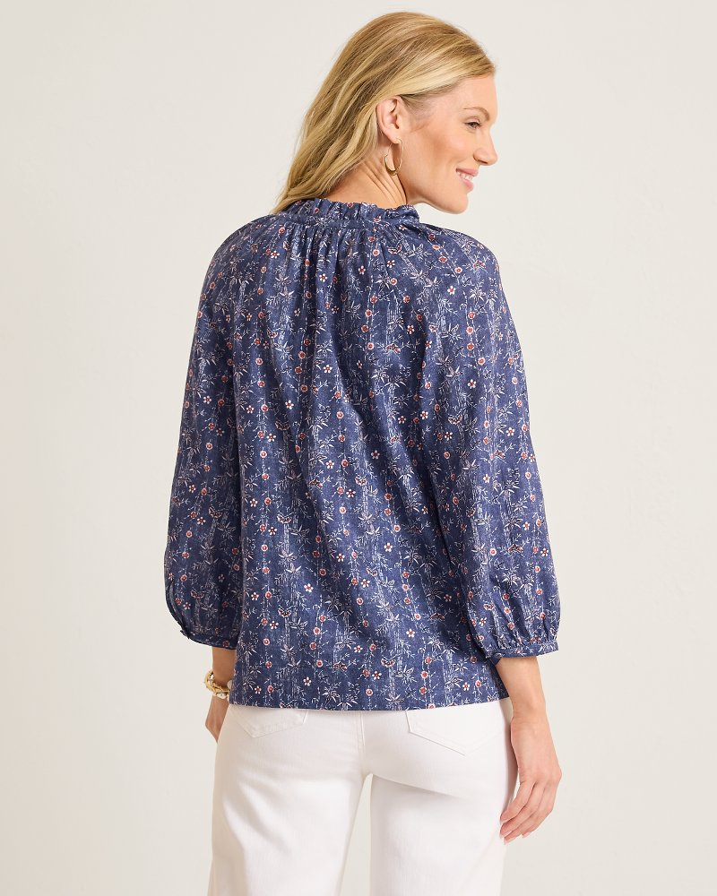 Blue Sea Flora Blouse - Coastline