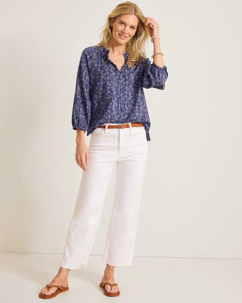 Blue Sea Flora Blouse - Coastline