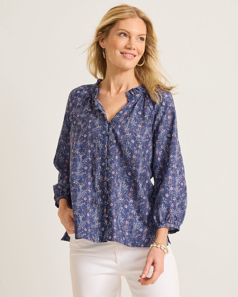 Blue Sea Flora Blouse - Coastline