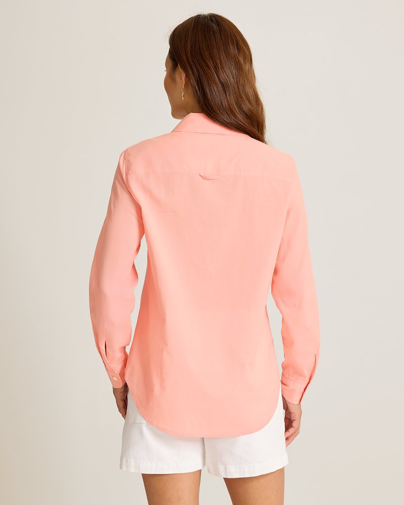 Washed Voile Classic Long-Sleeve Top - Light Salmon