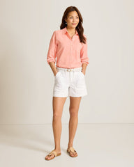 Washed Voile Classic Long-Sleeve Top - Light Salmon