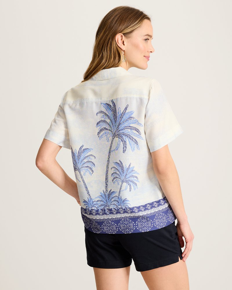 Palm Paradise Silk Camp Shirt - Coconut