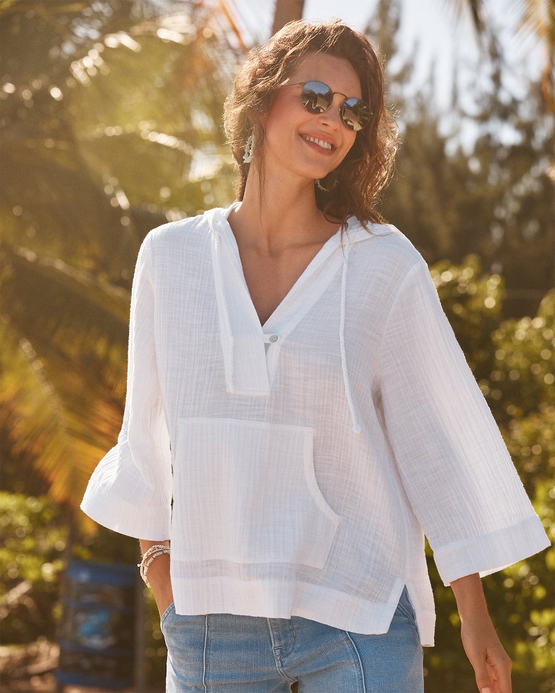 Island Gauze Baja Hoodie - White