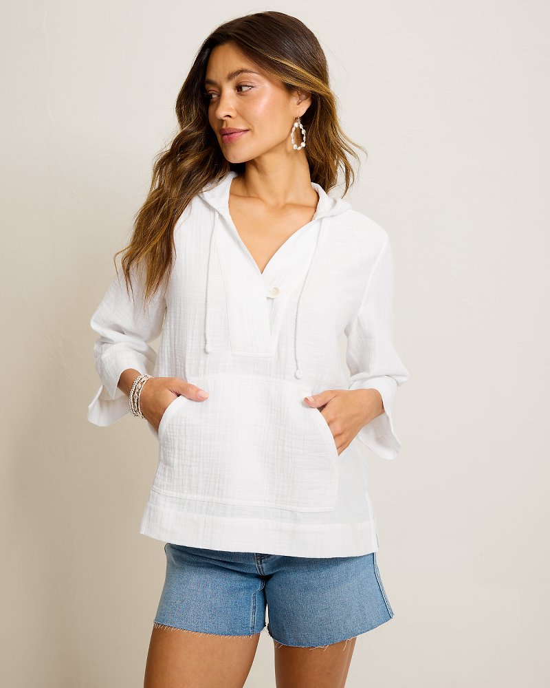Island Gauze Baja Hoodie - White