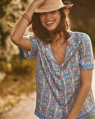 Mosaic Cove Camp Shirt - Peach Blossom