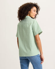 Harbor Isle Lace-Up Popover Camp Shirt - Natural Mint