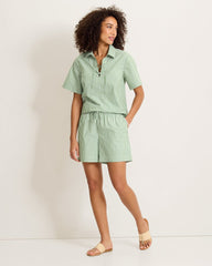 Harbor Isle Lace-Up Popover Camp Shirt - Natural Mint