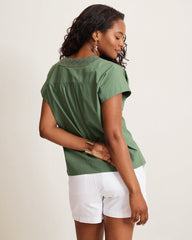 Oceana Isle Embroidered Popover Top - Dark Jade