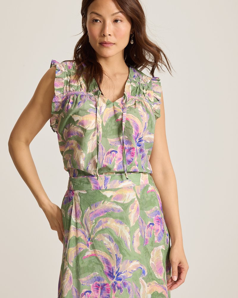 Voile Voyage Norte Bloom Sleeveless Top - Natural Mint