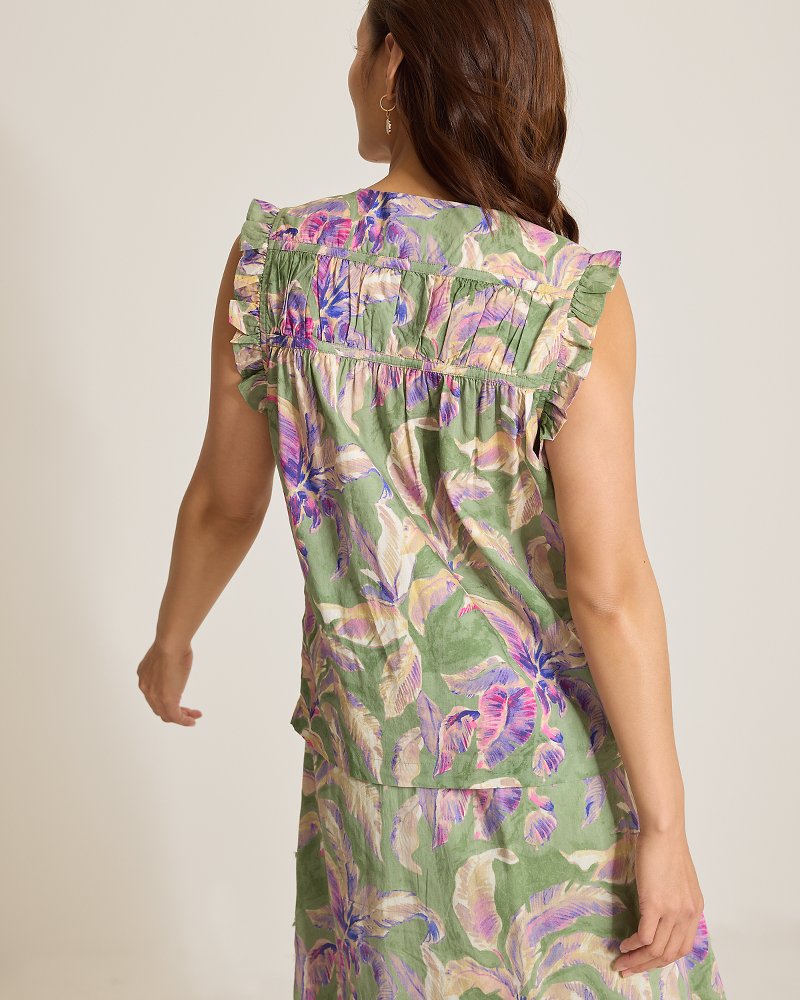 Voile Voyage Norte Bloom Sleeveless Top - Natural Mint