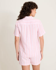 Beach Breeze Linen-Blend Camp Shirt - Light Salmon