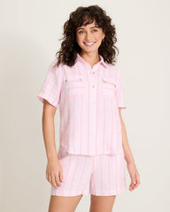 Beach Breeze Linen-Blend Camp Shirt - Light Salmon
