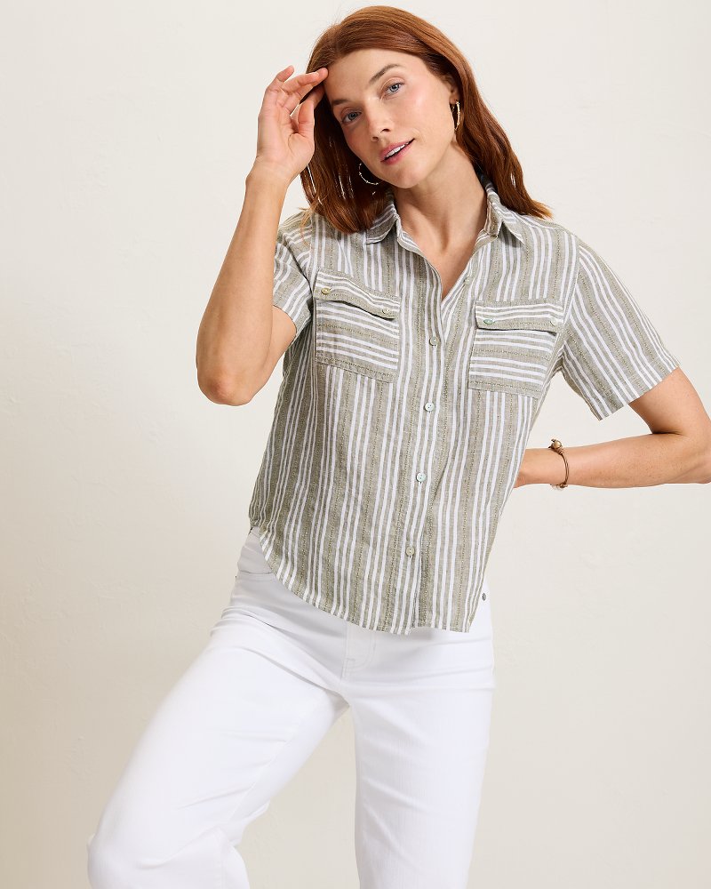 Beach Breeze Linen-Blend Camp Shirt - Sea Clay