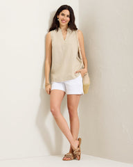 Two Palms Shimmer Linen Popover Top - Natural Linen