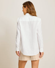 Coastalina Linen Sunny Palms Relaxed Shirt - Pure Khaki