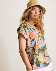 Beach Bloom Poplin Popover Top - Grape Pools