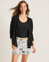 Addison Linen-Blend Cardigan - Black