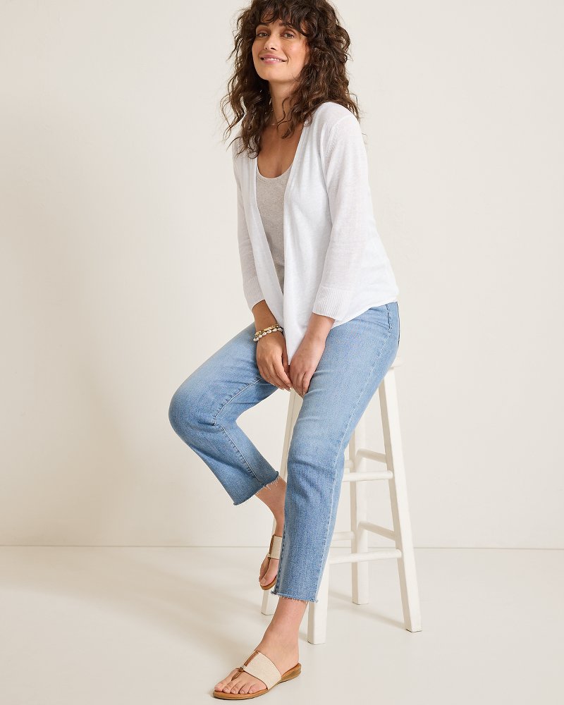 Addison Linen-Blend Cardigan - White