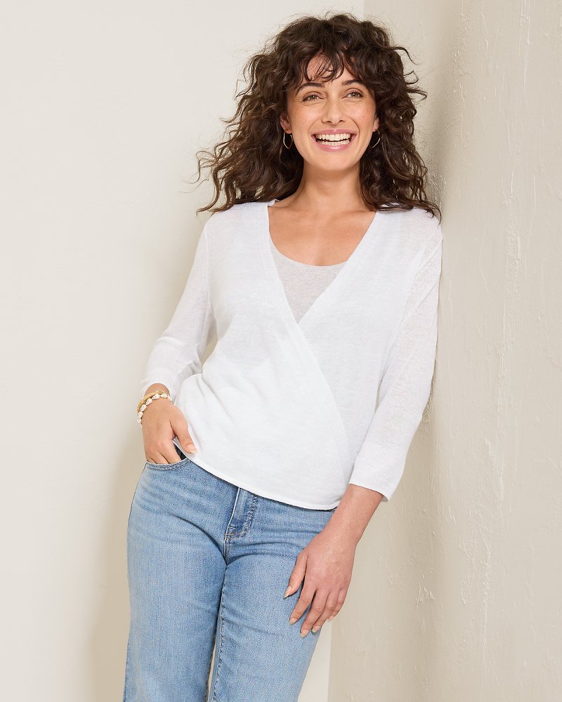 Addison Linen-Blend Cardigan - White