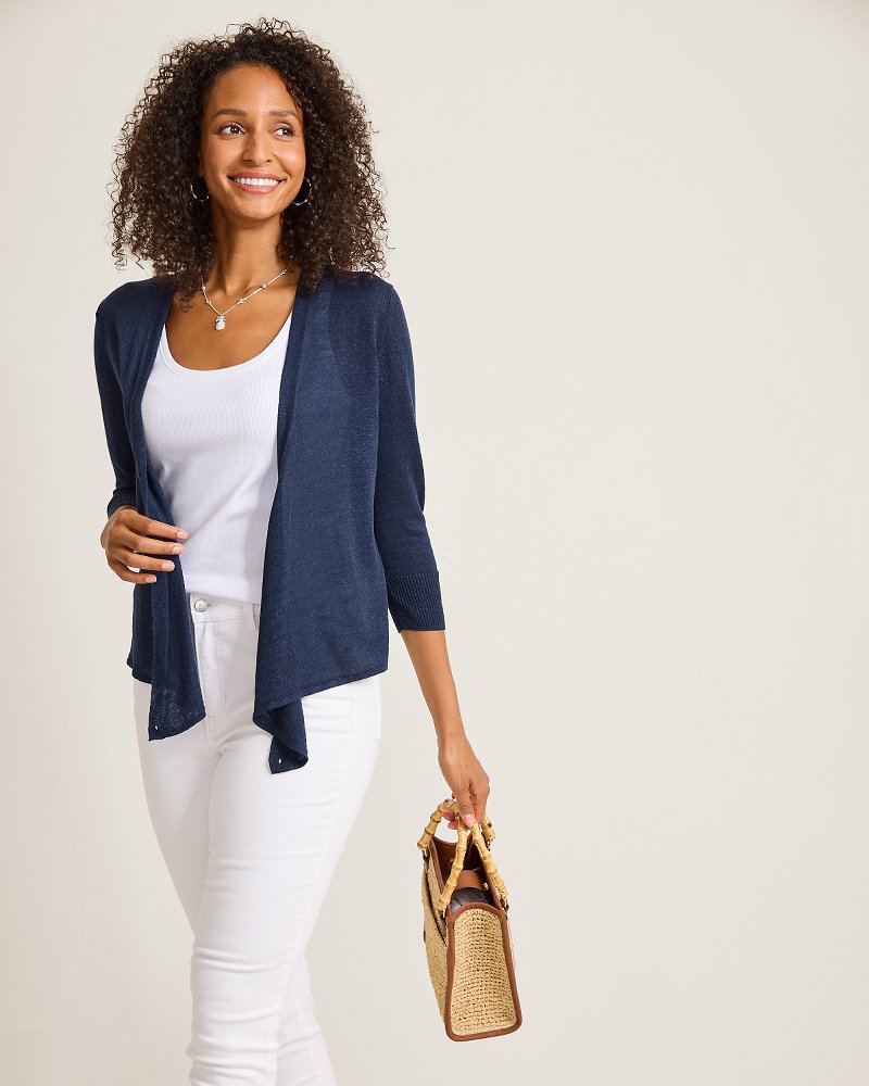 Addison Linen-Blend Cardigan - Coastline