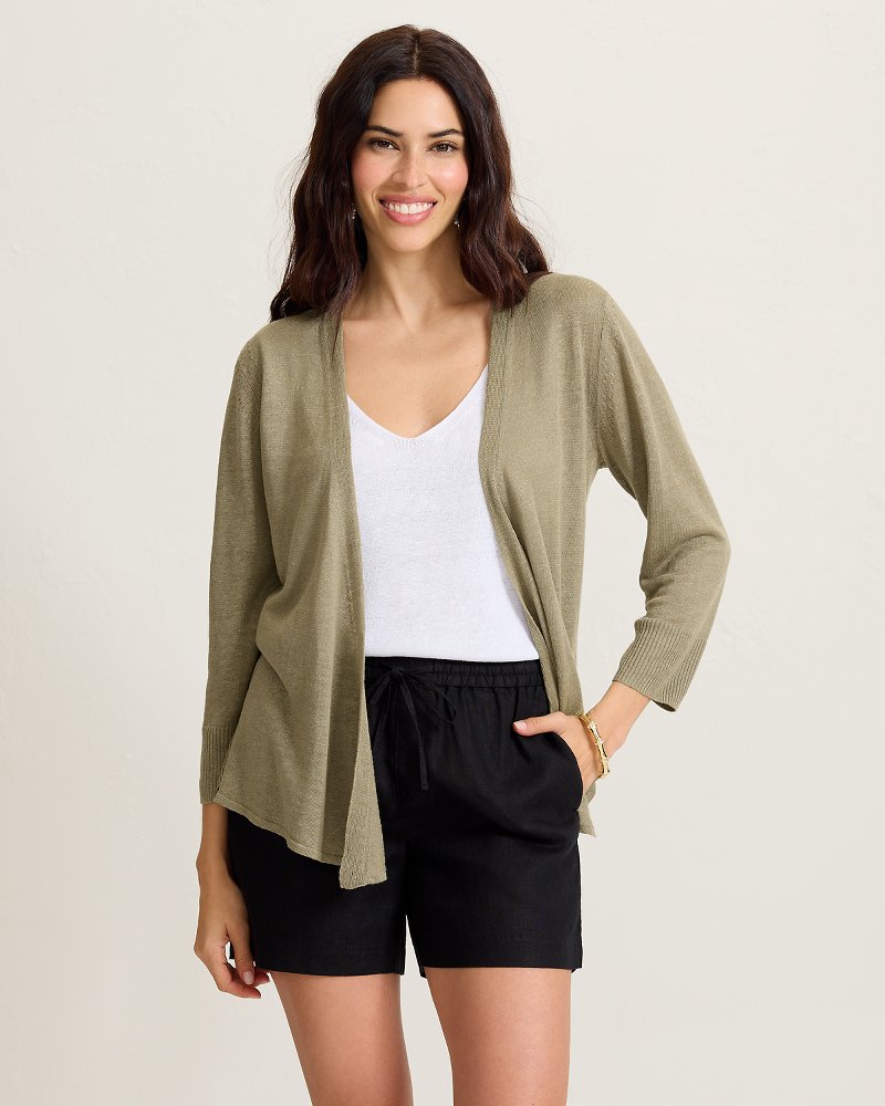 Addison Linen-Blend Cardigan - Sea Clay