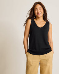 Addison Sleeveless Linen-Blend Sweater - Black