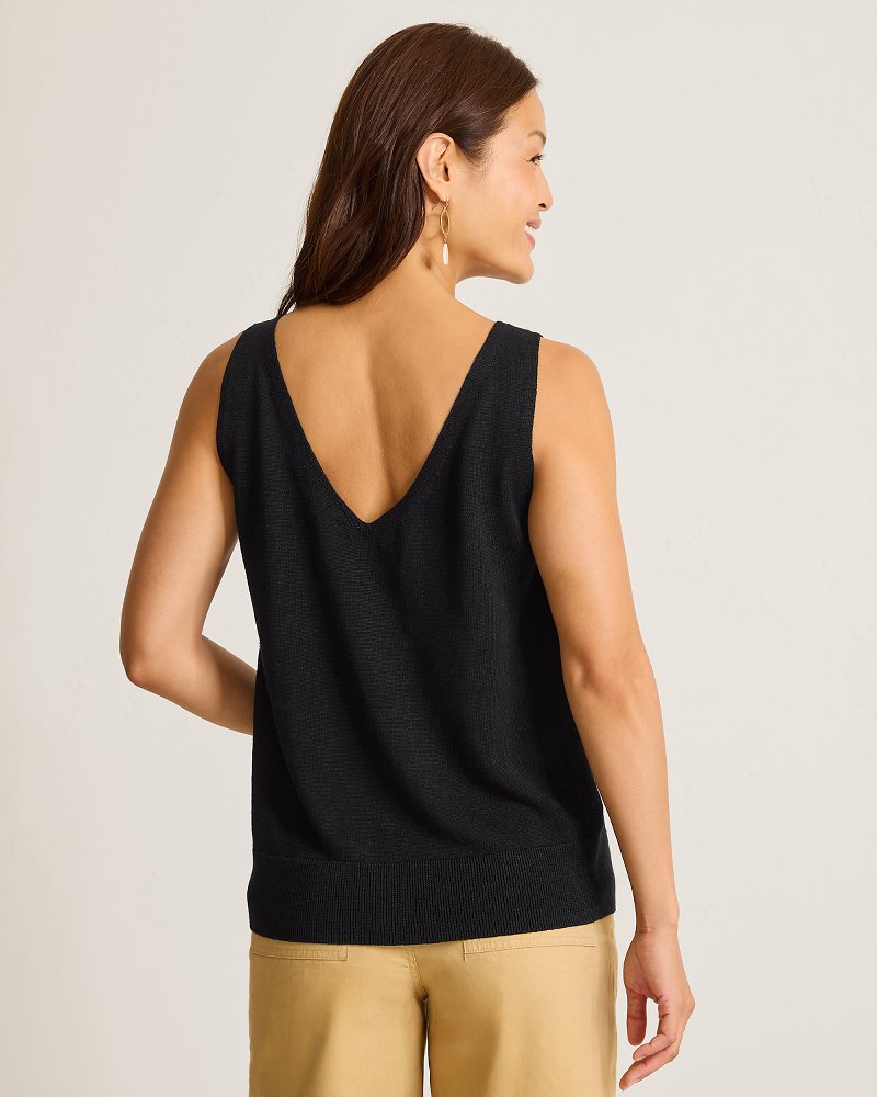 Addison Sleeveless Linen-Blend Sweater - Black