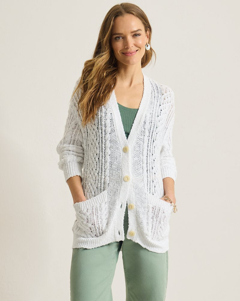 Basalt Bay Cotton Cardigan - White