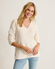 Malibu Chenille V-Neck Sweater - Coconut
