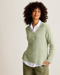 Malibu Chenille V-Neck Sweater - Hushed Pine