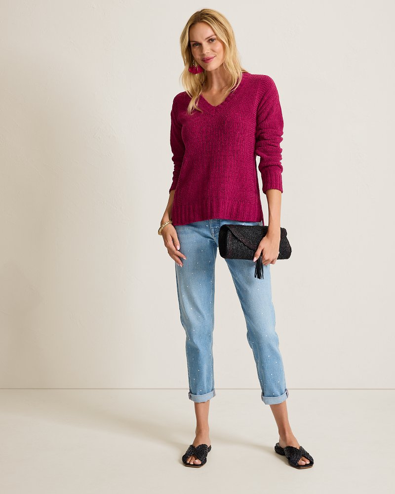 Malibu Chenille V-Neck Sweater - Santa Ana