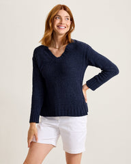 Malibu Chenille V-Neck Sweater - Coastline