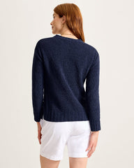 Malibu Chenille V-Neck Sweater - Coastline