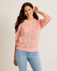 Palm Tropic Crew Sweater - Light Salmon
