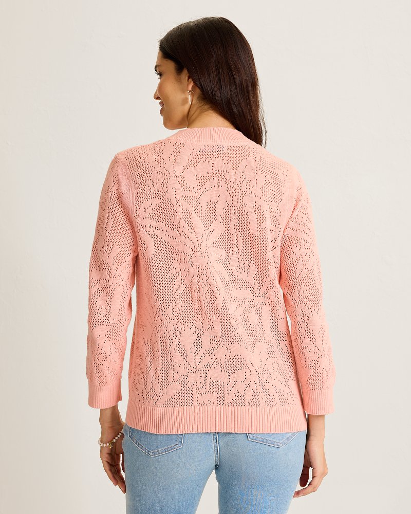 Palm Tropic Crew Sweater - Light Salmon