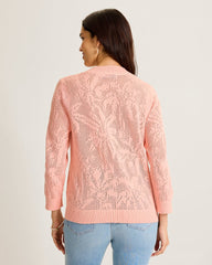 Palm Tropic Crew Sweater - Light Salmon