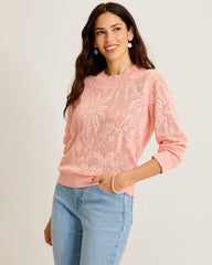 Palm Tropic Crew Sweater - Light Salmon