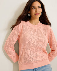 Palm Tropic Crew Sweater - Light Salmon