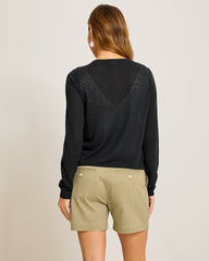 Adeline Linen-Blend Cardigan - Black