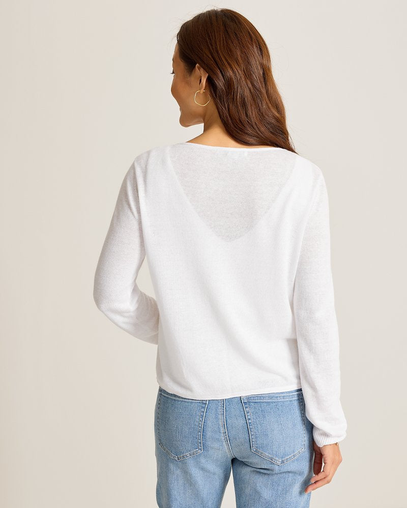 Adeline Linen-Blend Cardigan - White